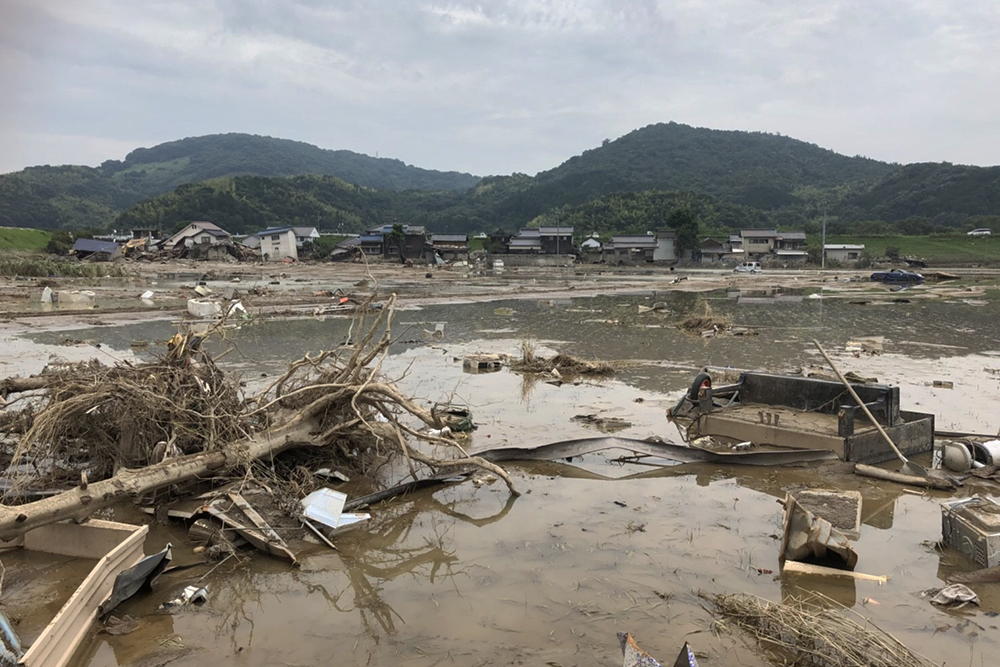 西日本豪雨での倉敷真備地区の被害