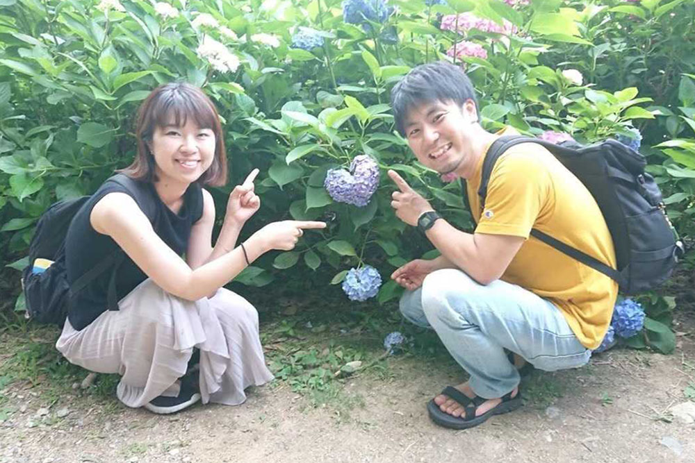 旦那さんとくぼちー(アジサイ)