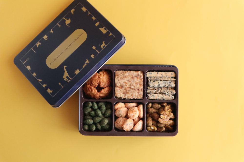 『はれもけも』のおつまみクッキー缶